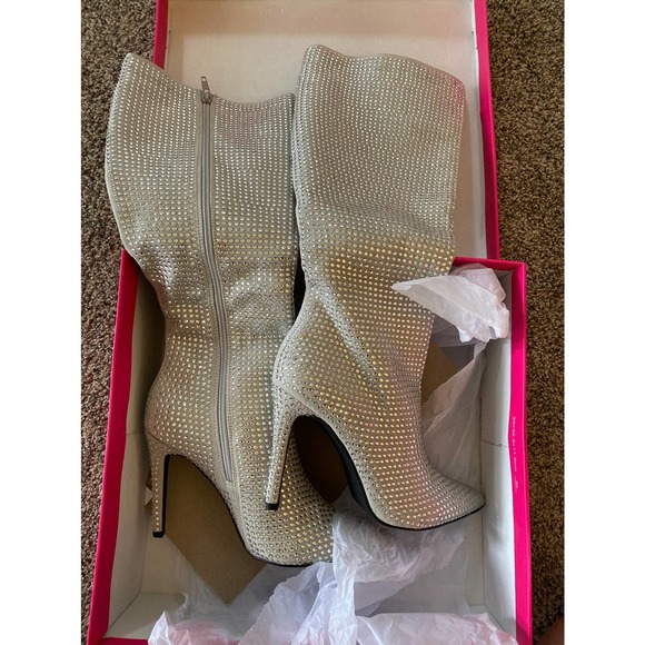 ShoeDazzle Pedrina Rhinestone Heeled Boots - Size 7.5 - Picture 3 of 7